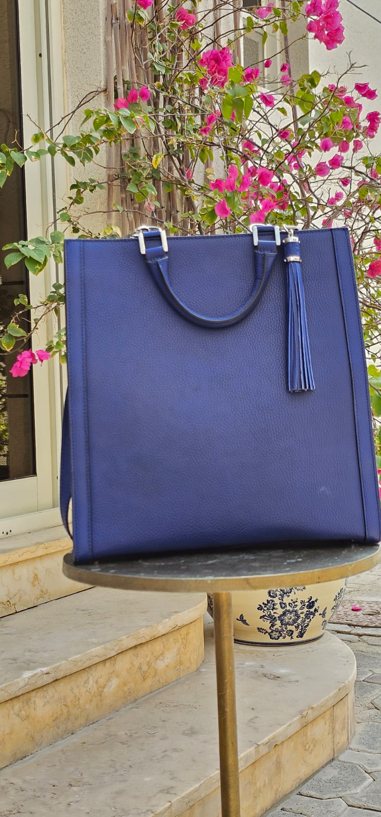 Malia tall leather tote